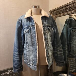 American Eagle Blue Denim Jacket w/ Sherpa & Flannel Lining. Sz S. NWOT.